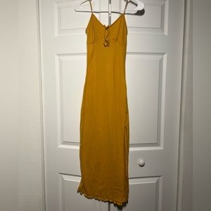 elastic material , open in the left leg